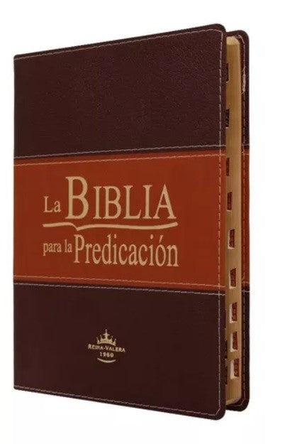 Biblia RVR 1960 Predicación Marrón Claro Oscuro con Índice