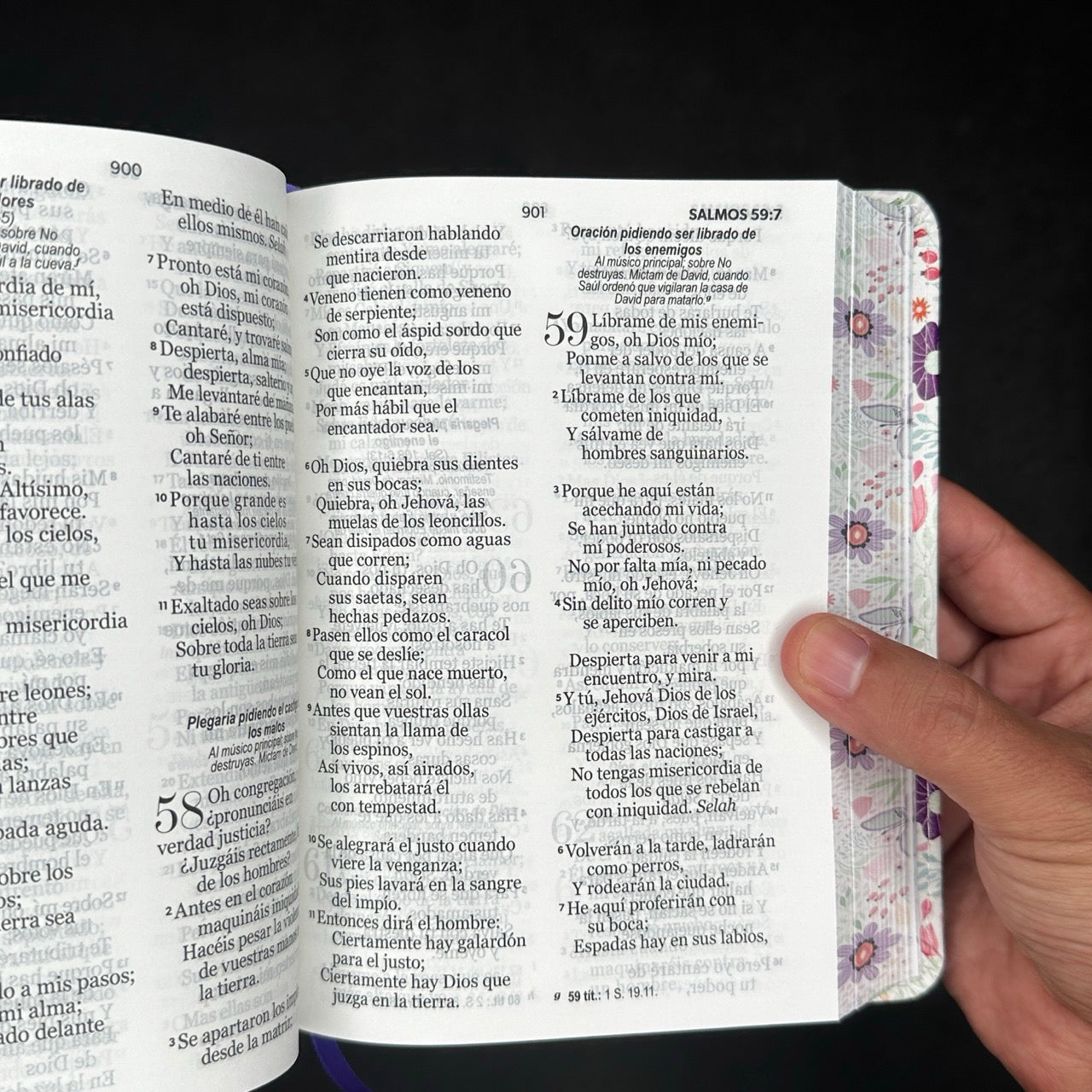 Biblia RVR60 portátil Letra Grande 11 puntos lila floral