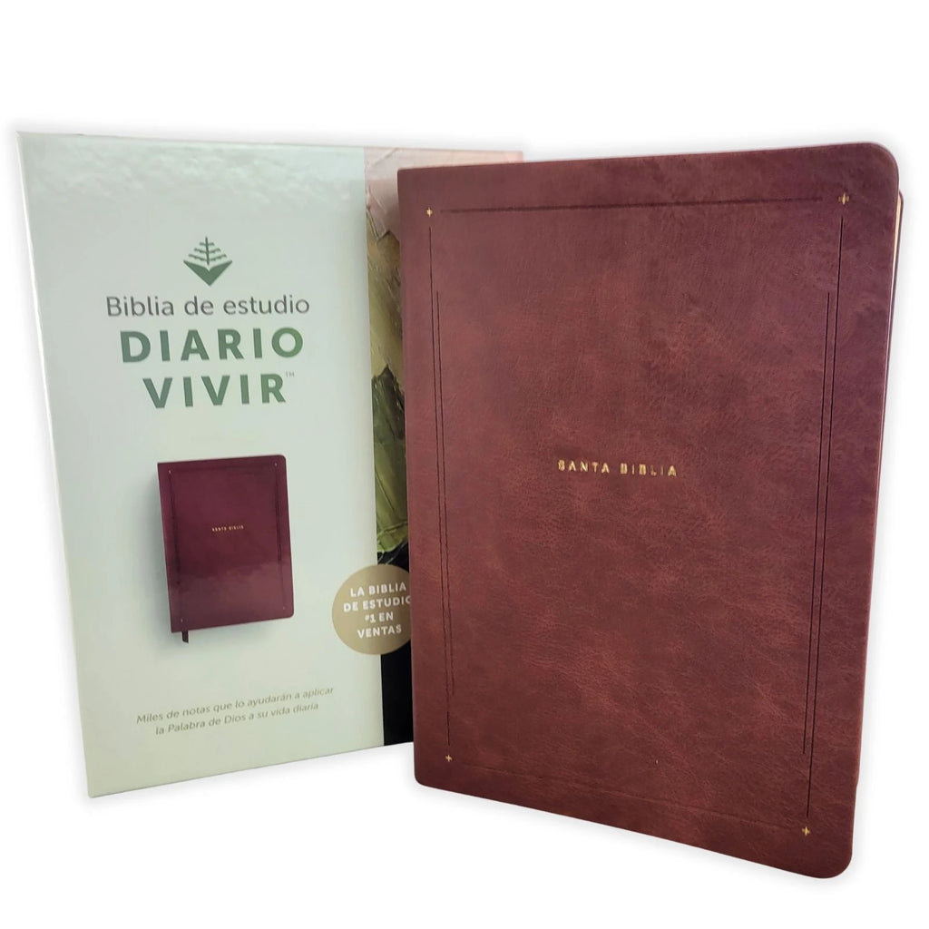 Biblia NTV de Estudio del Diario Vivir Símil Piel Café Letra Roja