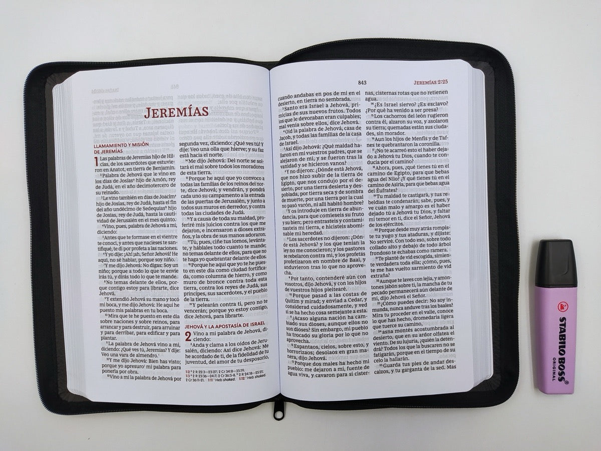 Biblia RVR 1960 Ultrafina Letra Grande Piel Fabricada Negro con Cierre