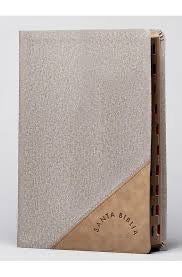 Biblia RVR 1960 Súper Gigante Gris Marrón Símil Piel con Índice