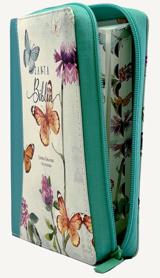 Biblia RVR60 portátil Letra Grande 11 puntos mariposa cierre indice