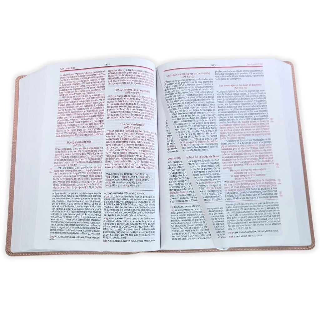 Biblia de Estudio de la Vida Plena RV1960, imit piel , oro rosa