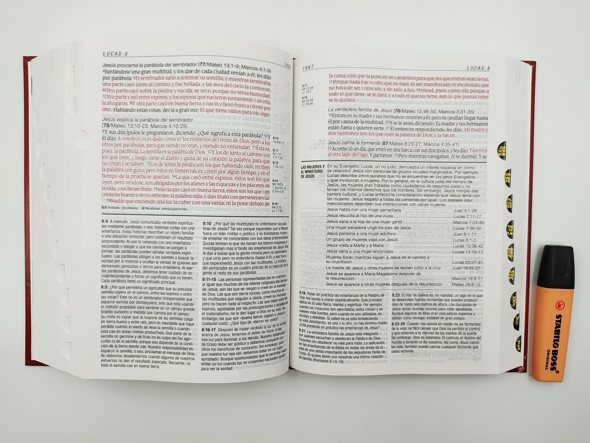 Biblia RVR 1960 de Estudio Diario Vivir Letra Grande Vino Tinto Tapa Dura Índice