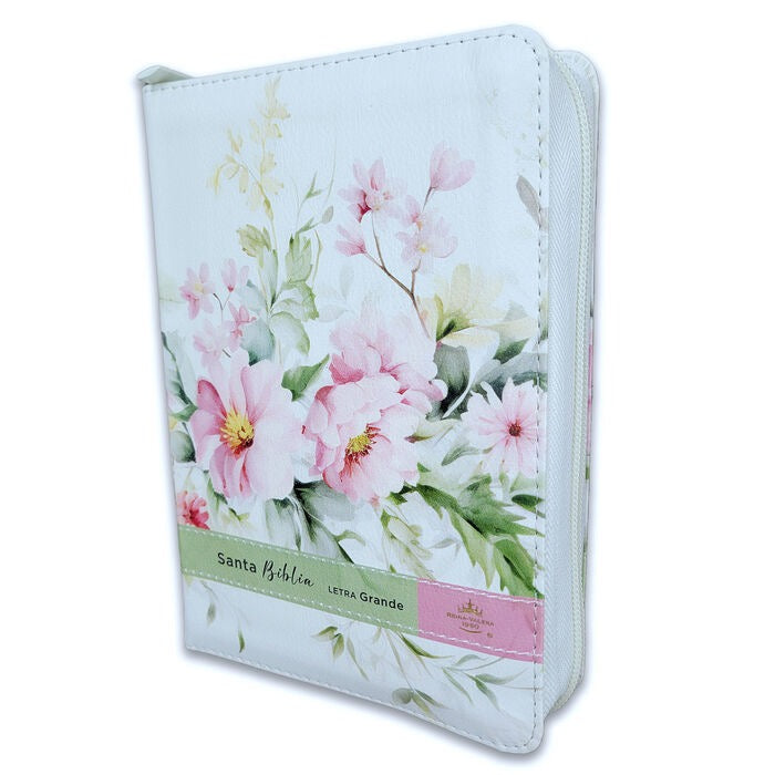 Biblia RVR60 Tamaño compacto Letra Grande 12 puntos flores