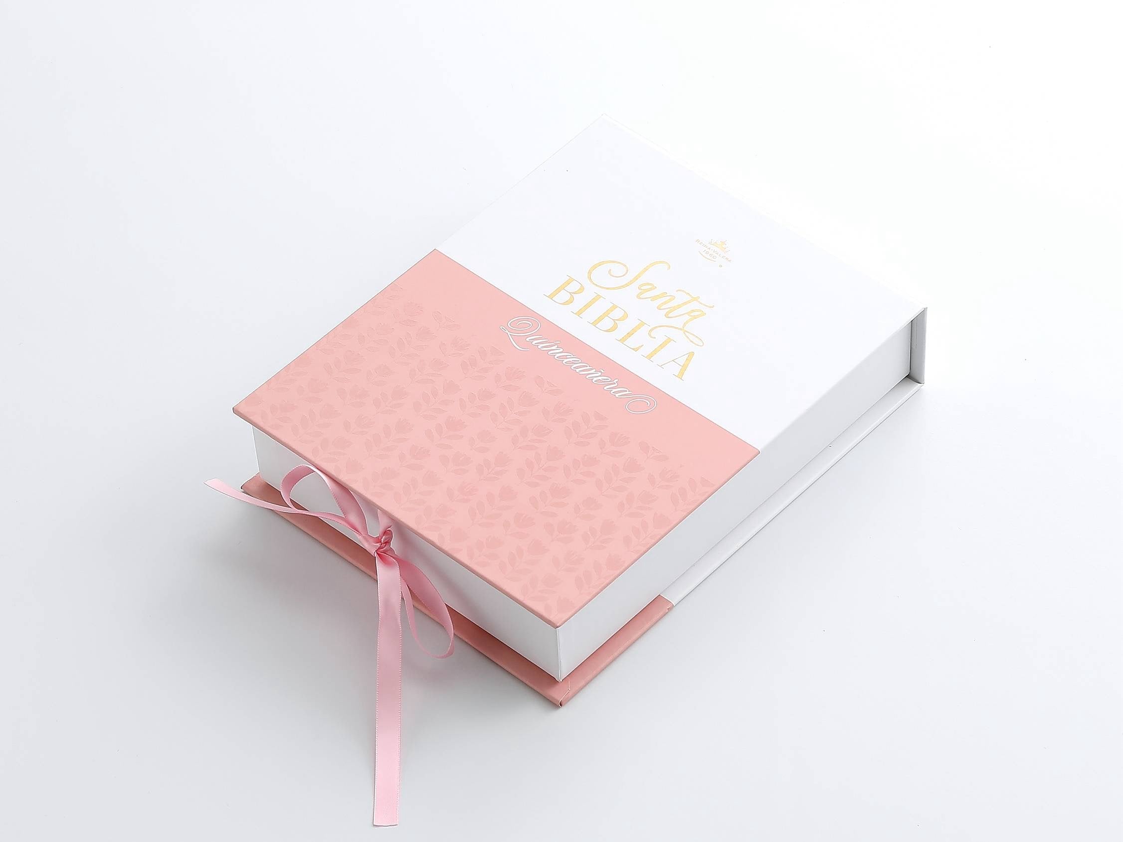 Biblia RVR60 Quinceañera Tamaño Portátil Rosa con caja de regalo