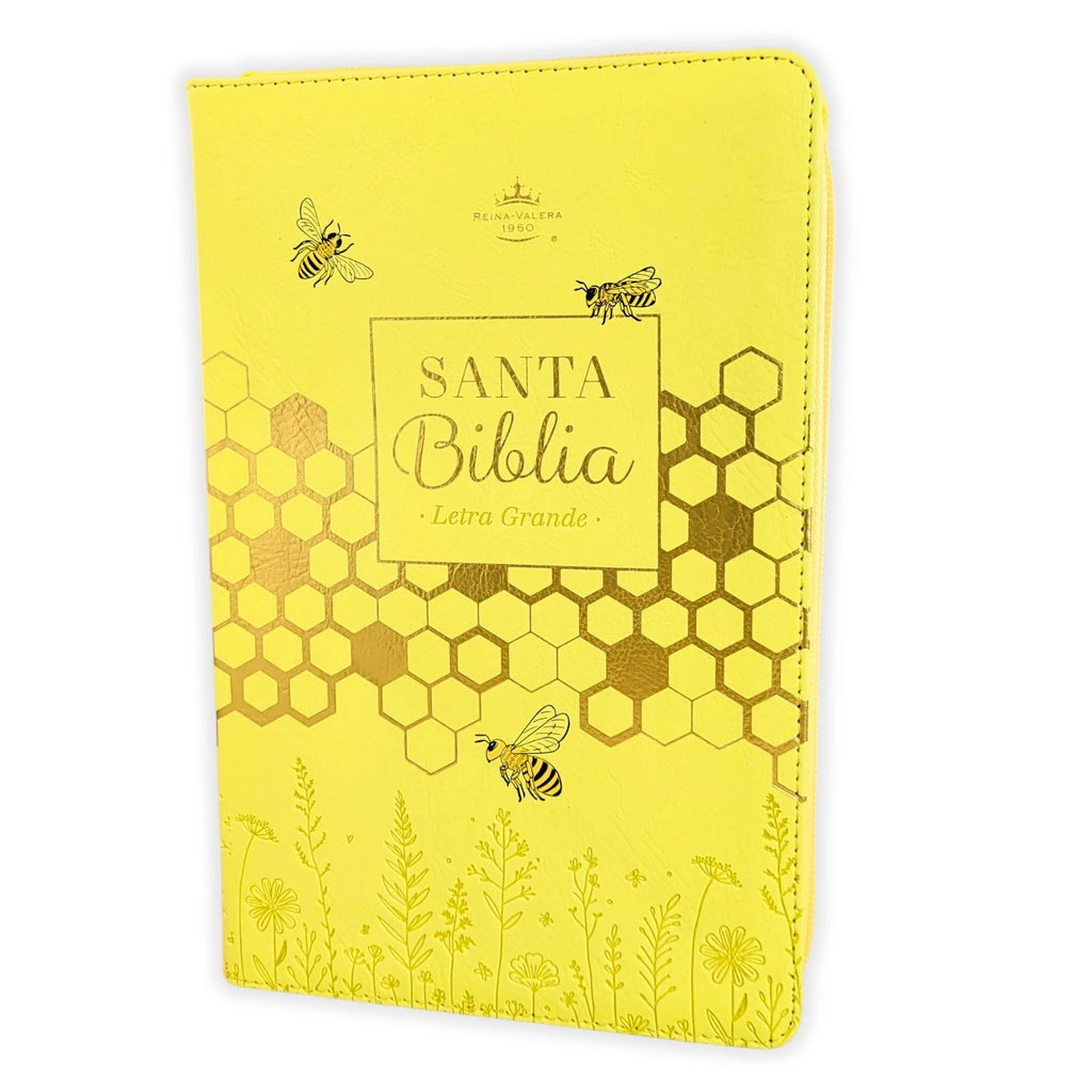 Biblia RVR60 de Obsequios y premios AMARILLO abejas con cierre