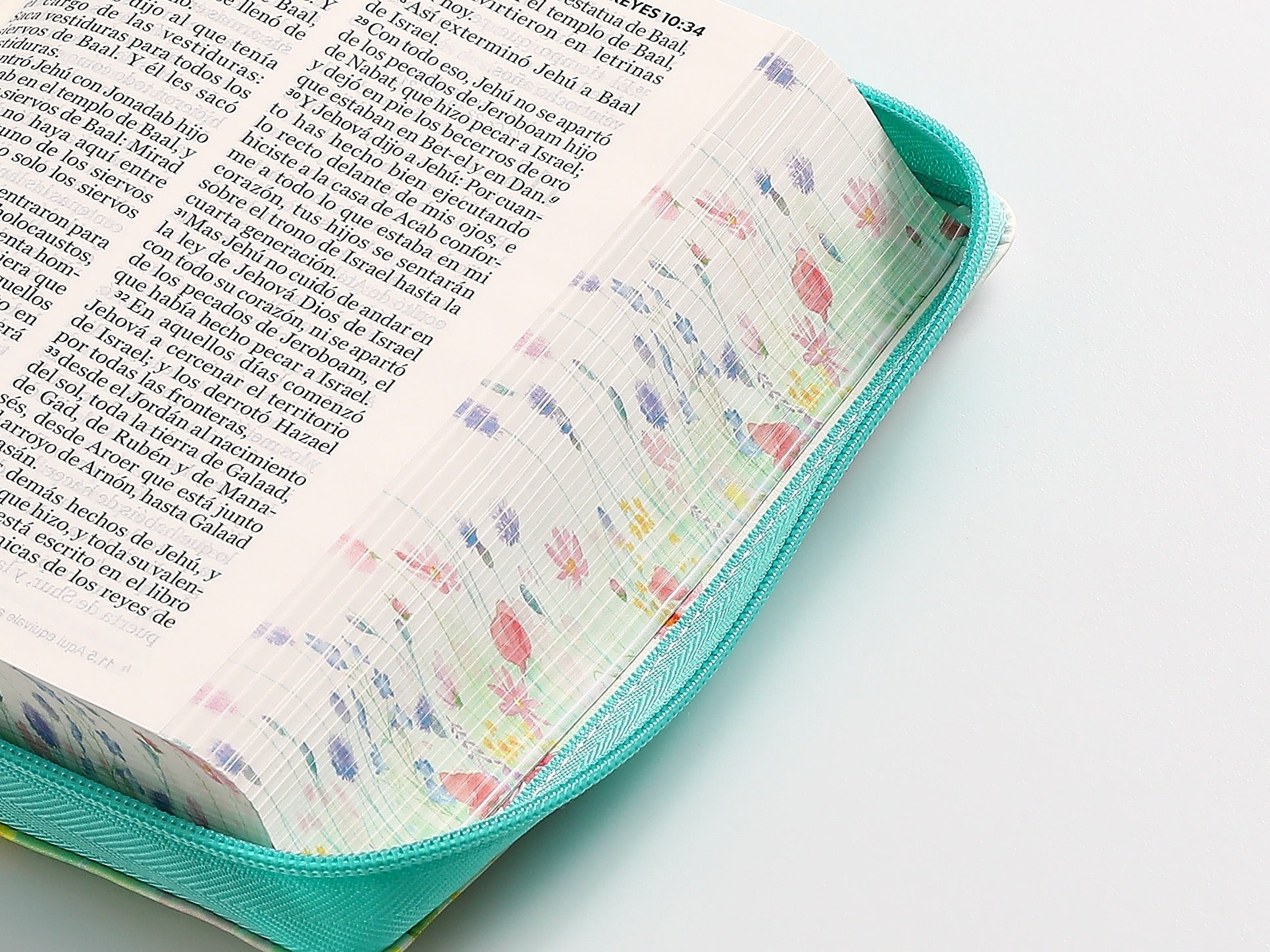 Biblia RVR60 portátil Letra Grande 11 puntos turquesa floral