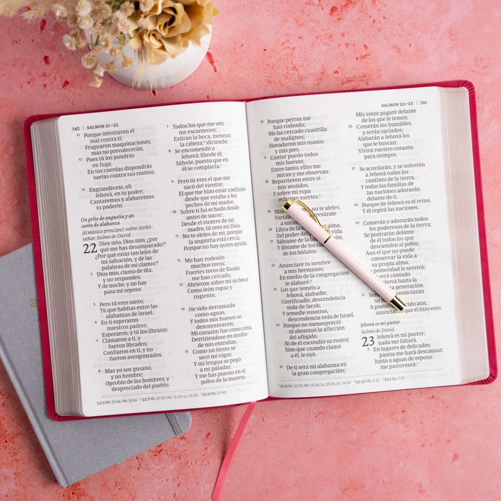 Biblia RVR 1960 Letra Súper Gigante Floral Símil Piel