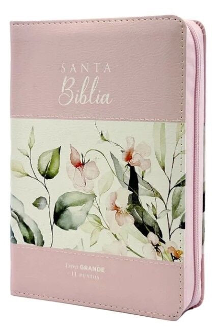 Biblia RVR60 Tamaño portátil Letra grande 11 puntos rosa