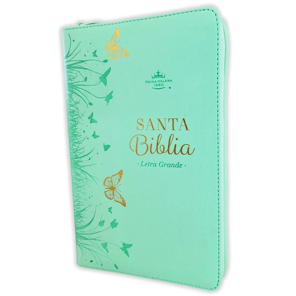 Biblia RVR60 de Obsequios y premios Turquesa Mariposas con cierre