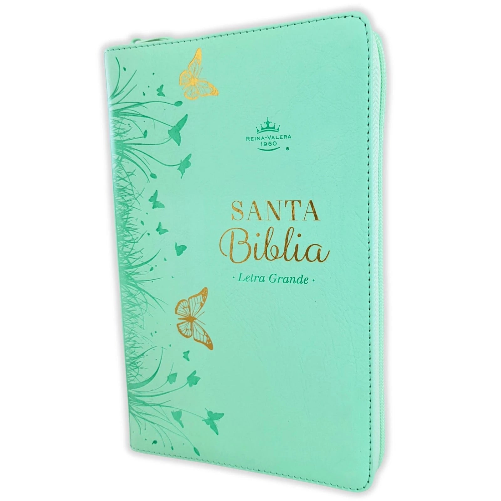 Biblia RVR60 de Obsequios y premios Turquesa Mariposas con cierre