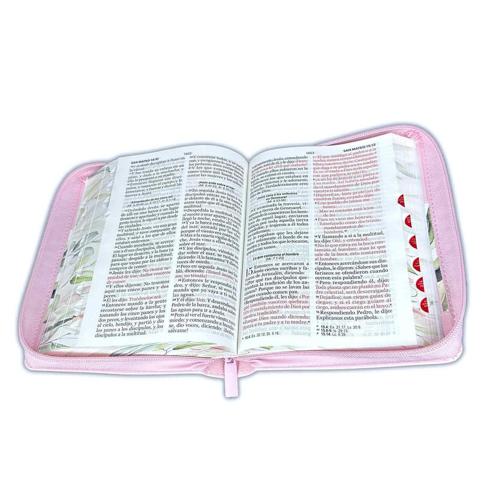 Biblia RVR60 Tamaño portátil Letra grande 11 puntos rosa