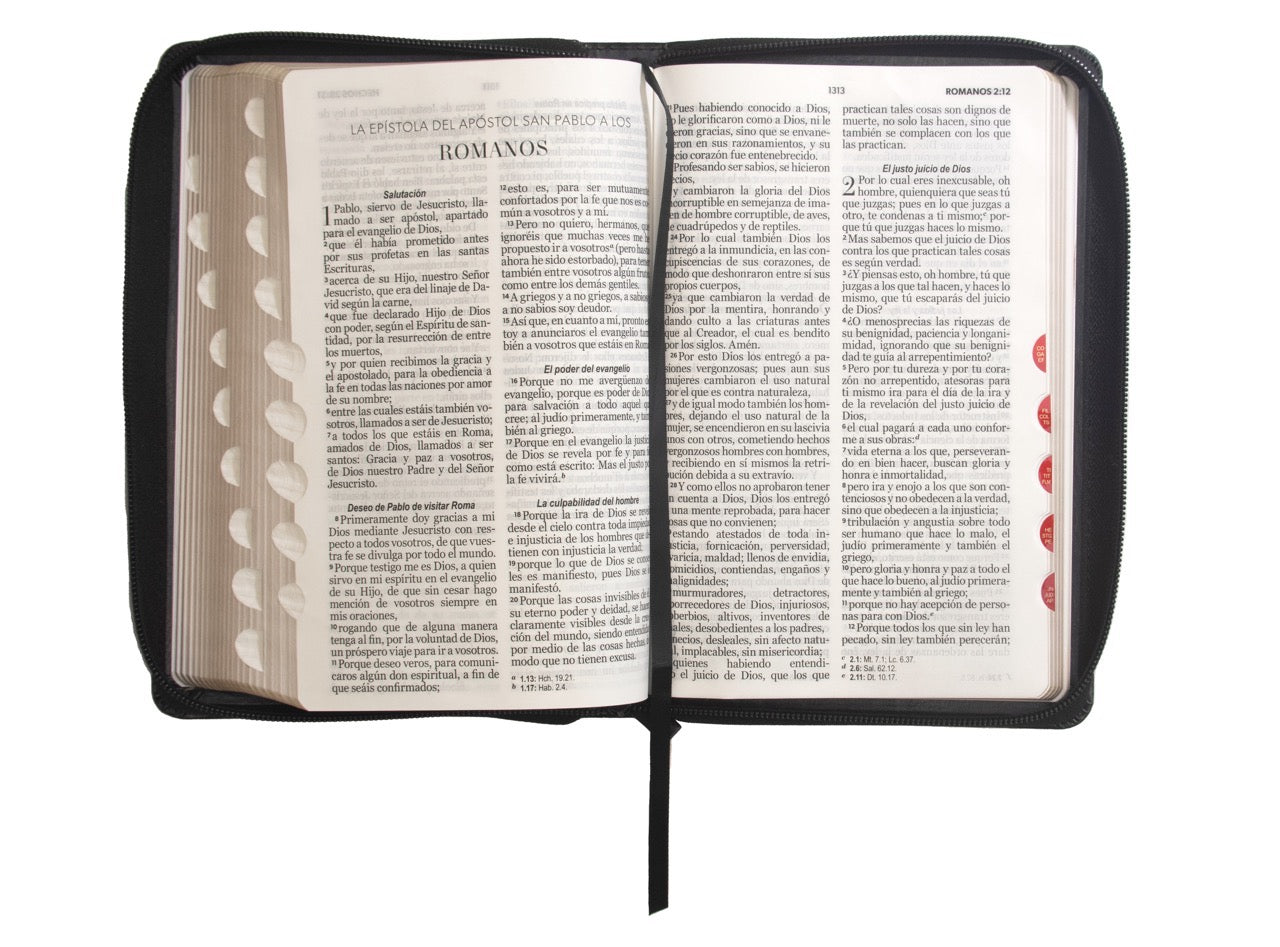 Biblia RVR60 Tamaño Manual Letra Grande negro con cierre indice