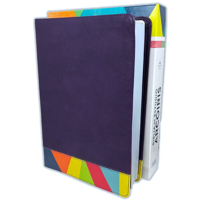 Biblia RVR 1960 de Estudio Arco Iris Símil Piel Morado
