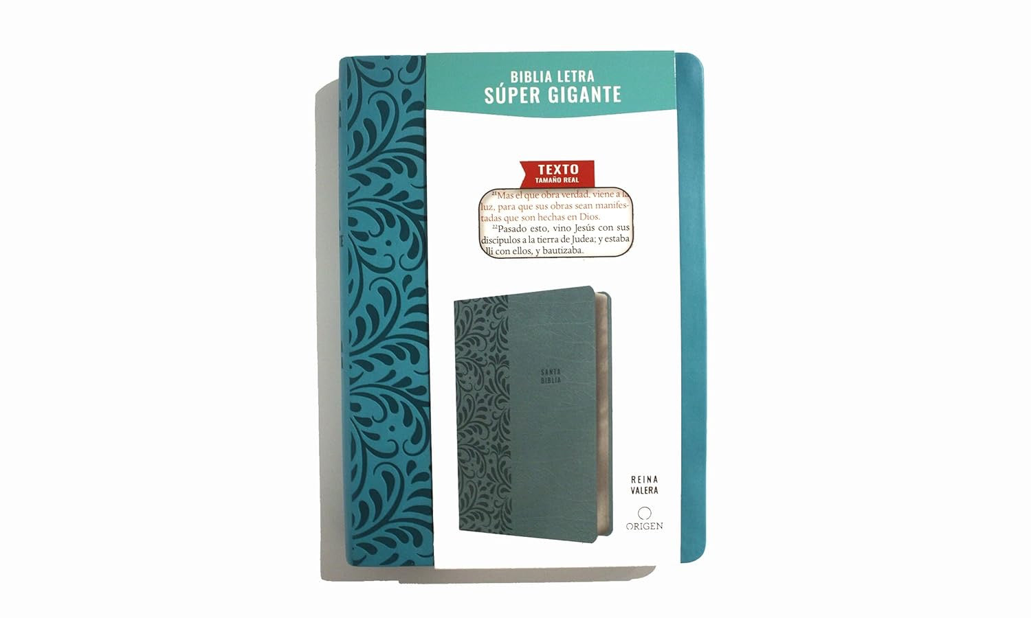 Biblia RVR 1909 Letra Súper Gigante Símil Piel Aguamarina