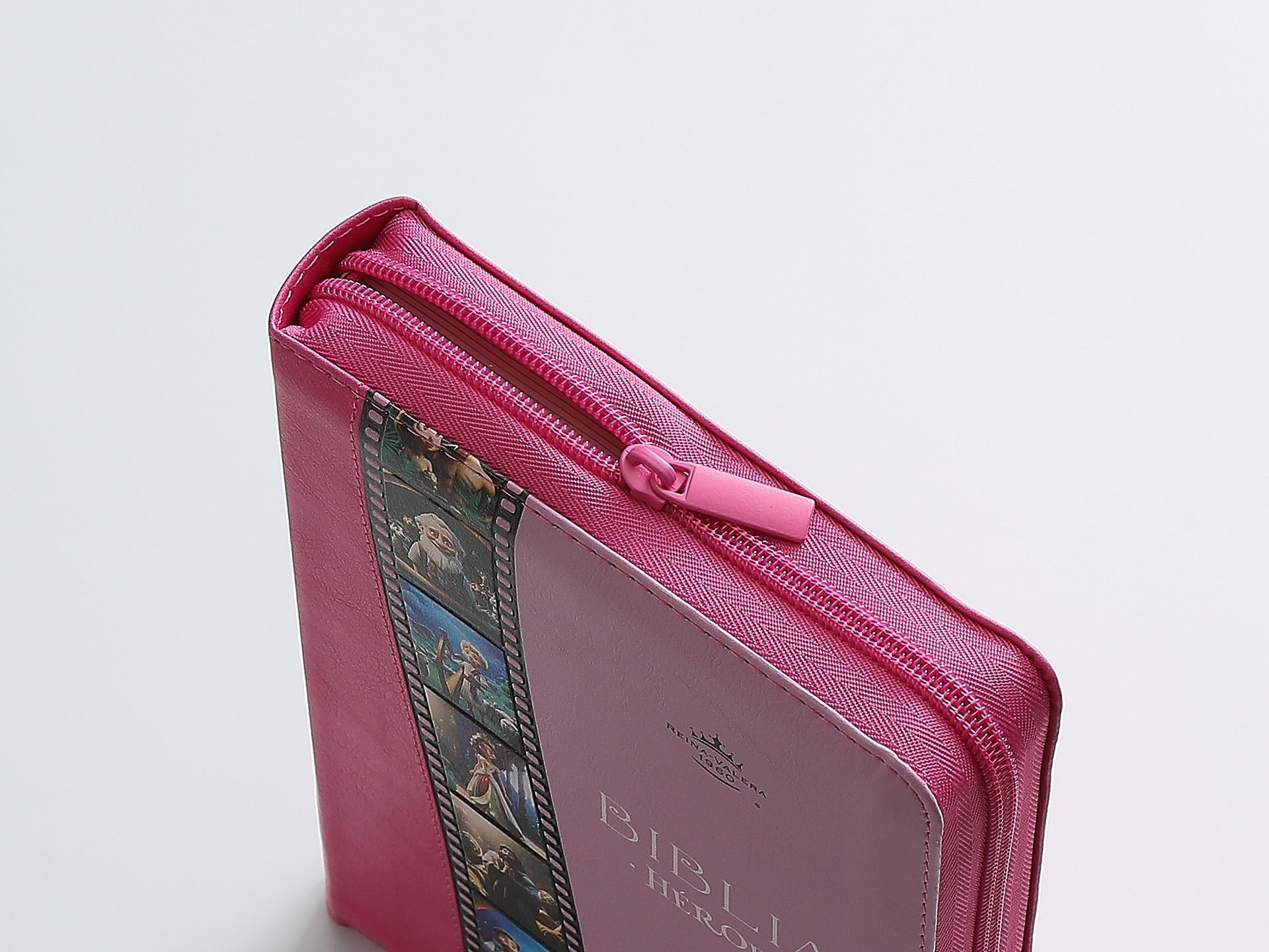 Biblia Héroes RVR60 Letra Grande rosa con cierre