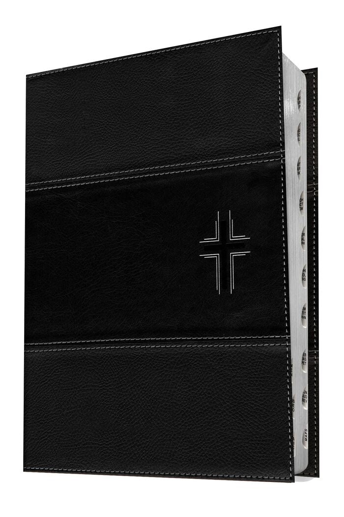 Biblia NTV de Estudio Diario Vivir Letra Grande Símil Piel Negro con Índice