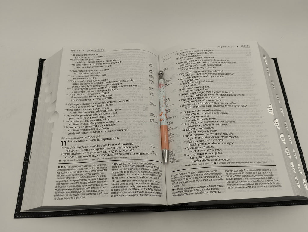 Biblia NTV de Estudio Diario Vivir Letra Grande Símil Piel Negro con Índice