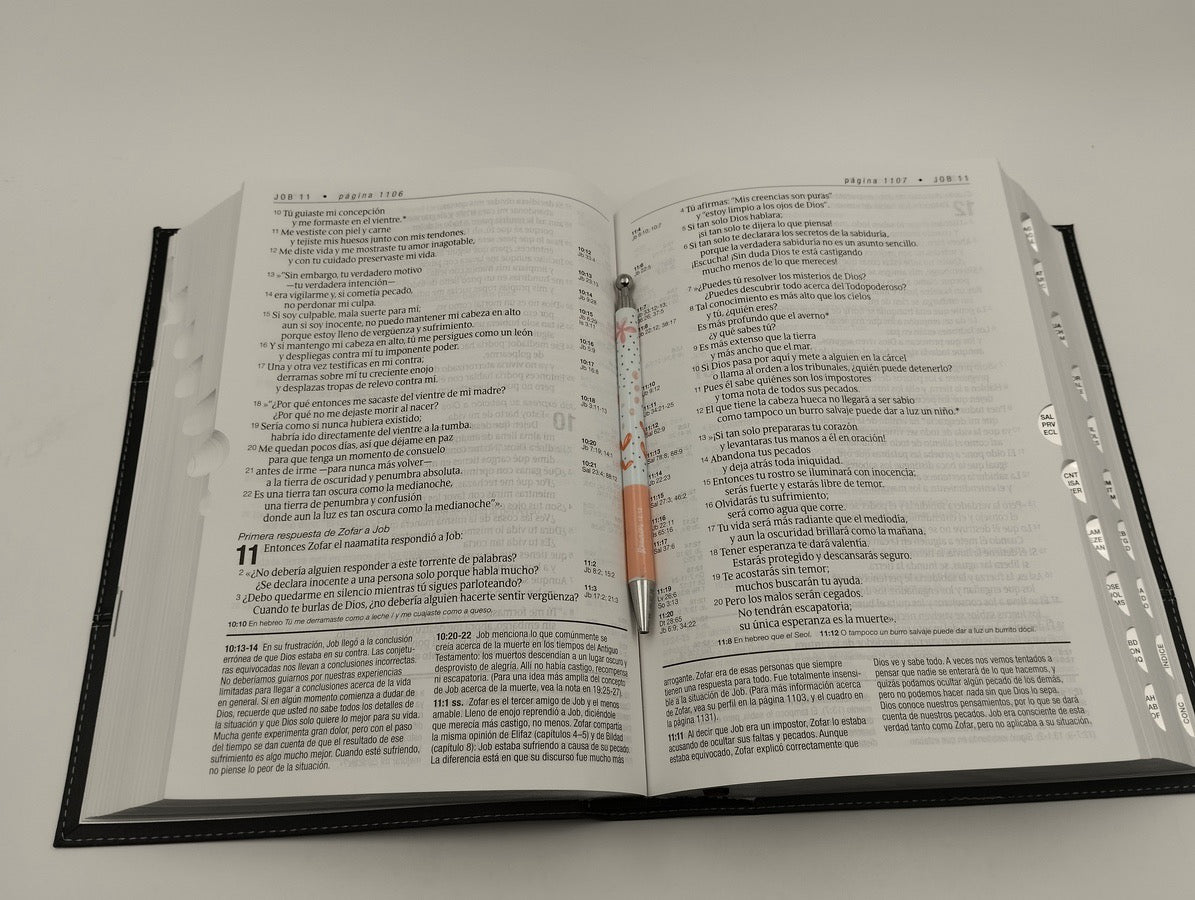 Biblia NTV de Estudio Diario Vivir Letra Grande Símil Piel Negro con Índice