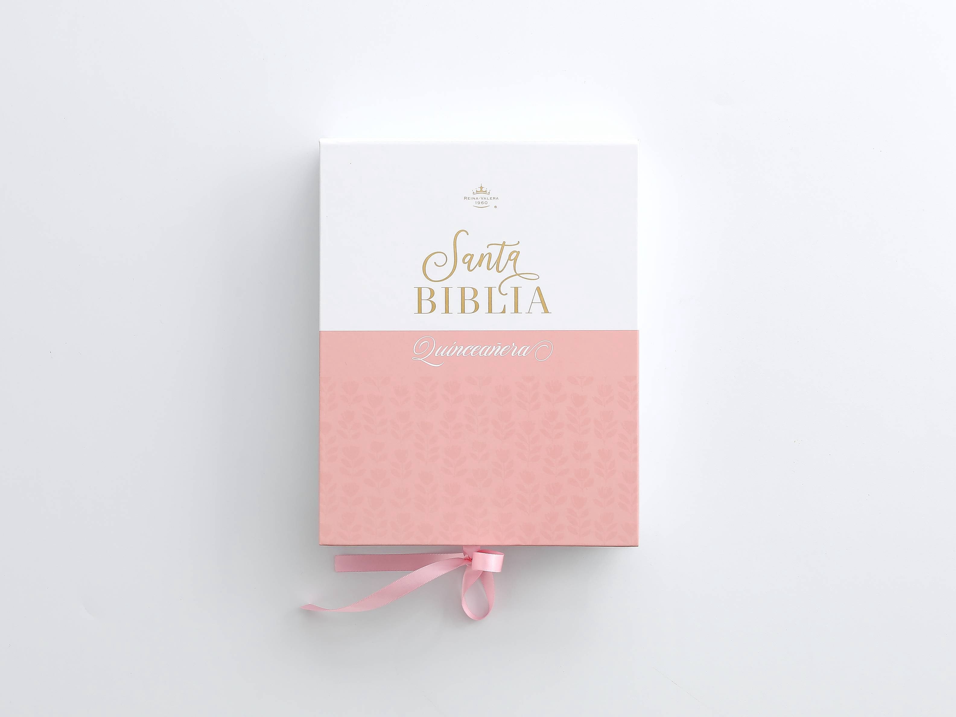 Biblia RVR60 Quinceañera Tamaño Portátil Rosa con caja de regalo